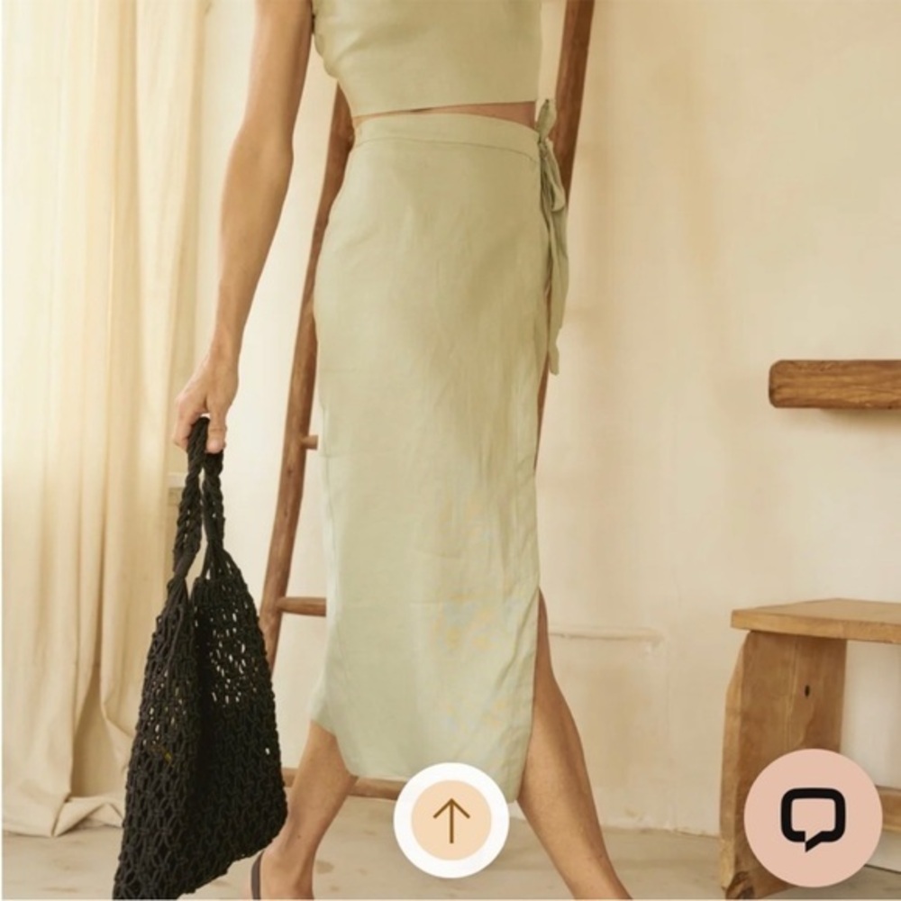 Whimsy + Row Valentina Wrap Skirt in Sage Linen